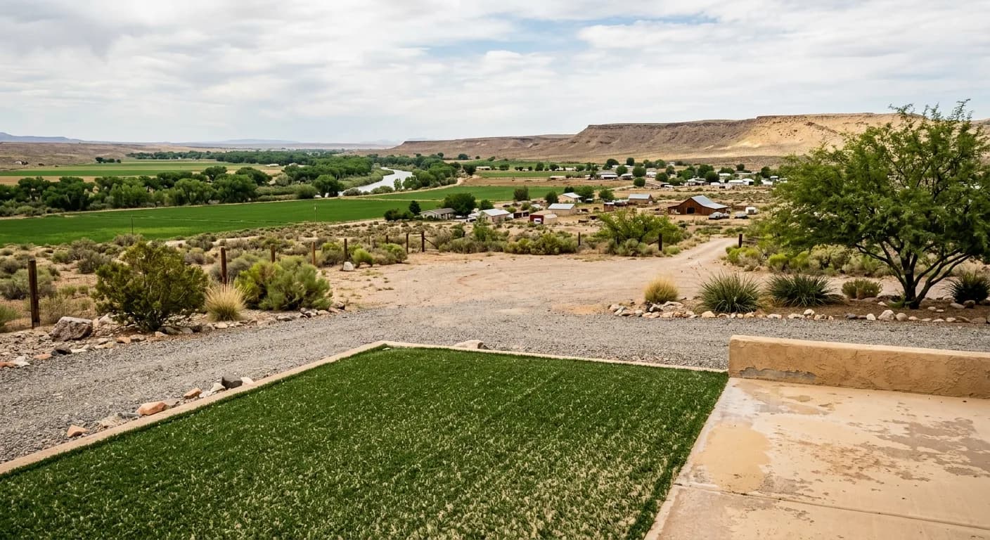 Bunkerville Nevada property with clean artificial turf