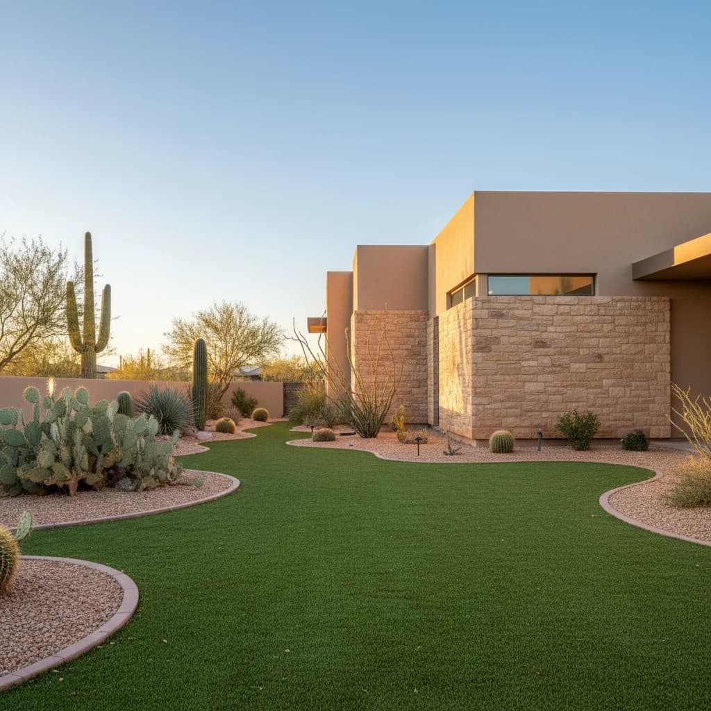 Littlefield Arizona side yard with restored artificial turf